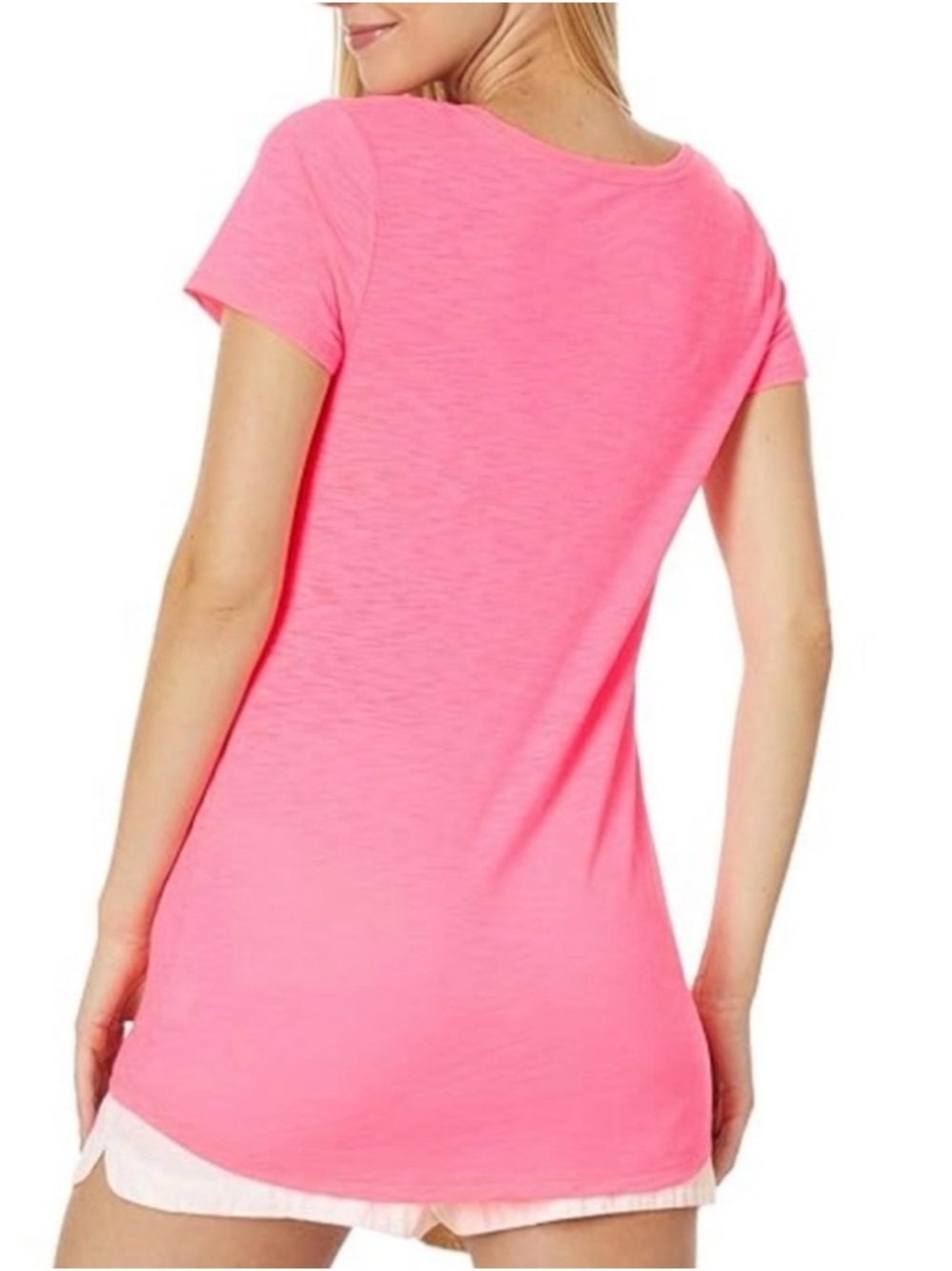 Lilly Pulitzer Etta Scoopneck Shirt, Vibrant Pink, Size XXS, Lightweight - Picture 3 of 10
